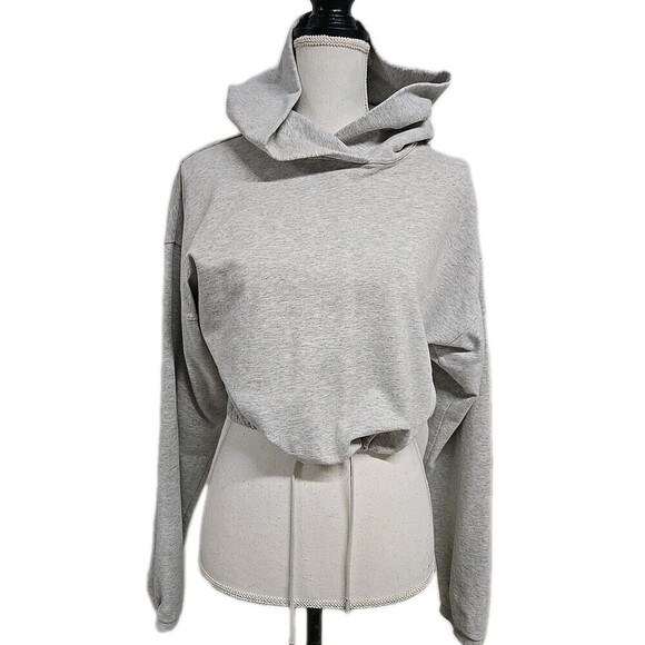 Aritzia The Group by Babaton Weekender Pullover Cinch Cropped Hoodie Gray Sz S - Picture 2 of 10